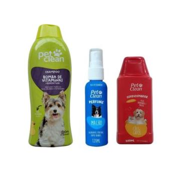 Imagem de Kit POP Pet Clean Shampoo + Perfume + Condicionador Pet Cães, Bomba de