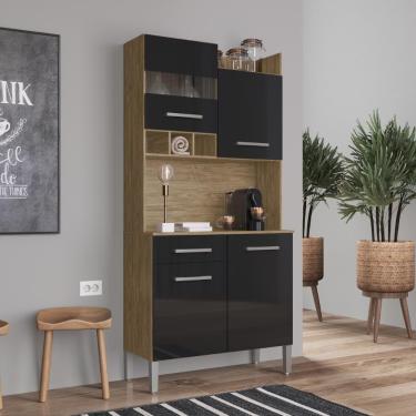 Imagem de Armário De Cozinha Compacta Kit 4Pts 1GVT Ac4100|Preto|Preto