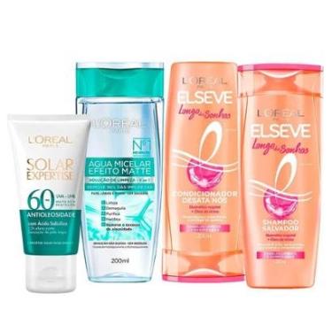 Imagem de L’Oréal Paris Kit – Água Micelar Efeito Matte + Protetor Solar Expertise FPS60 + Shampoo e Condicion-Unissex