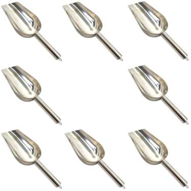 Imagem de 10x Pá de Inox Concha Pet Pegador Dosador de Gelo Cereal Grão Ração - 