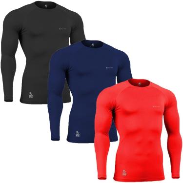 Imagem de Kit C/ 3 Camisas de CompressÃ£o TÃ©rmica Stigli Pro ProteÃ§Ã£o Solar FPU50+ Manga Longa Poliamida-Masculino