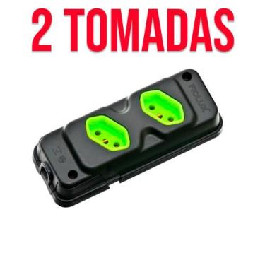Imagem de Tomada em Barra Robusta 2P + T Preto/Verde Fiolux 2, 3, 4 Tomadas, 2 t