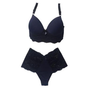 Imagem de Conjunto Plus Size Calcinha e Sutiã com Bojo Detalhe Latreal Larga em 
