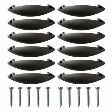 Imagem de Puxador para Móveis Preto PVC Reforçado 13,5 cm Kit 10 Peças com Parafusos para Cama Bo...