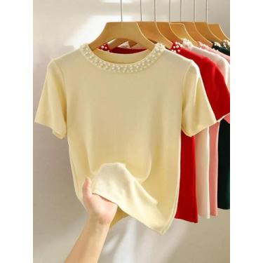 Imagem de Camiseta Tricotada Sem Mangas Feminina Y2K Moda De Verão Preto E Branc