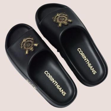 Imagem de Chinelo Nuvem Corinthians Slide Unissex Oficial Licenciado, Preto, Dou