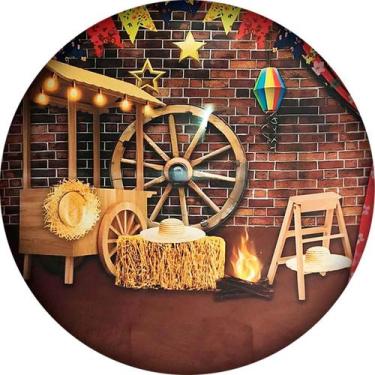Imagem de Painel Festa Junina Premium Sublimado Redondo Grande com Elástico 1,5 