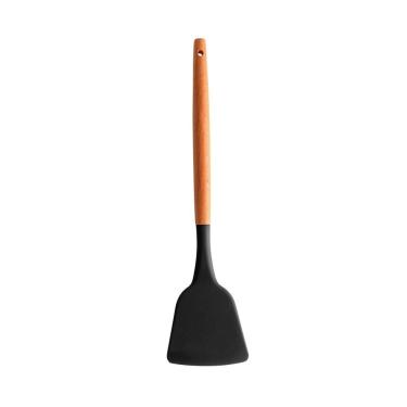 Imagem de Espátula de Silicone Preto C/Cabo de Bambu Charmy 32cm Lyor