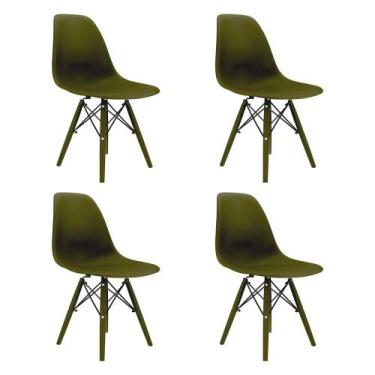 Imagem de Conjunto Kit 4 Cadeiras Eames Pp Musgo Pés Em Polipropileno Sala de Ja