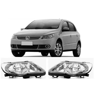 Imagem de Par farol gol 2008 a 2013 g5 mascara cromada foco duplo ld -le  ai