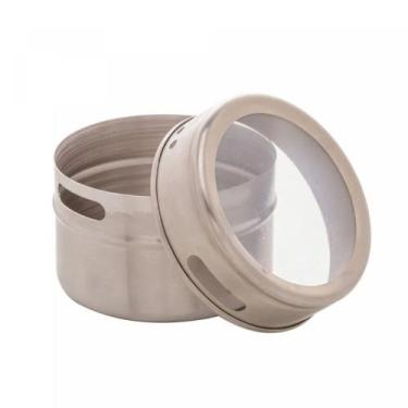 Imagem de 3 Porta Temperos Lyor De Aço Inox Imantado 80ml Cor Cinza-escuro