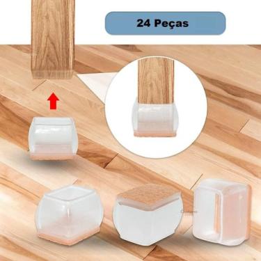 Imagem de Kit 24 Pé de Cadeira Retangular Pezinho De Silicone feltro para pé de 
