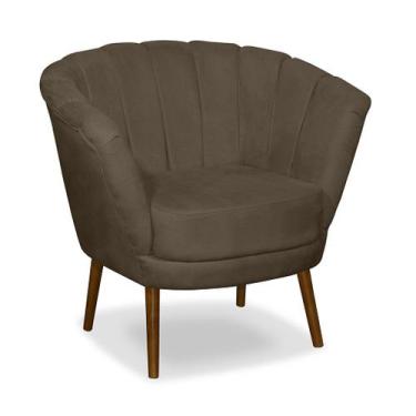 Imagem de Poltrona Pétala Flor Decorativa Suede Marrom - Sonho das Poltronas