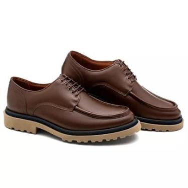 Imagem de Sapato Casual Masculino Derby Oxford Tratorado Couro de Luxo Cor:;Gênero:Masculino;Tama...