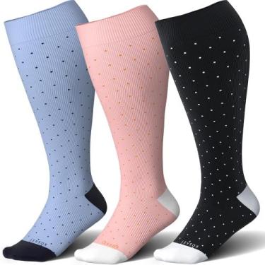 Imagem de Meias de Compressão LEVSOX Wide Calf 15-20 mmHg para Mulheres Plus Siz