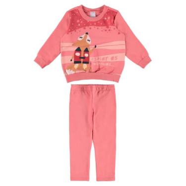 Imagem de Conjunto Moletom Flanelado Inverno Infantil Menina Raposa Raposinha Ma