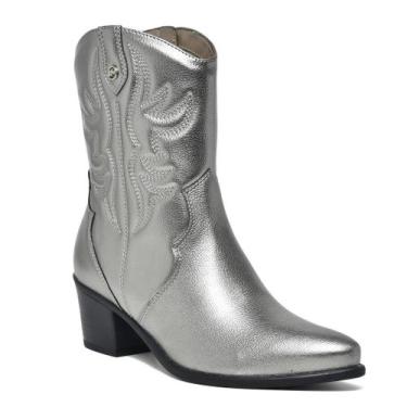 Imagem de Bota Via Marte Texana Western Prata Velho - Feminino, 36, Prata