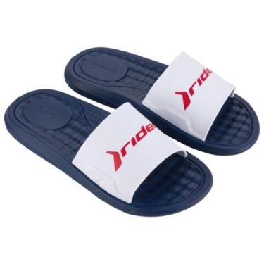 Imagem de Chinelo Slide Masculino Rider Step, Azul, Branco, 40