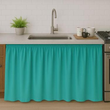 Imagem de Cortina Pia Cozinha Classic Balcão Tanque 2,80 Metros Por 90 Cm De Alt