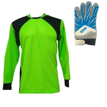 Imagem de Camisa Goleiro trb Infantil + Luva DRB Azul Branco Infantil, Limão, 12