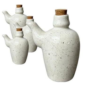 Imagem de Kit 40 Jarra Porta Shoyu com Rolha 210ml Creme Mesclado Sapporo - Cerm