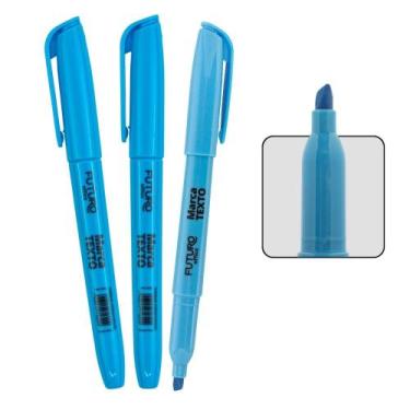 Imagem de Kit Com 3 Unidades Marca Texto Caneta Ponta Chanfrada Escolar Para Org