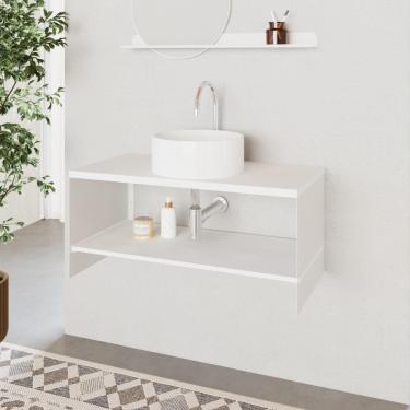 Imagem de Armário para Banheiro Slide Flat Suspenso 1 Prateleira MDP e Aço 85CM Branco Compace