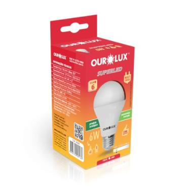Imagem de Lampada LED Bulbo OUROLUX, Amarela, 6W, Bivolt, Base E27