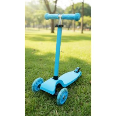Imagem de Patinete Infantil Dobrável 3 Rodas com Led Azul - Congratulations Stor