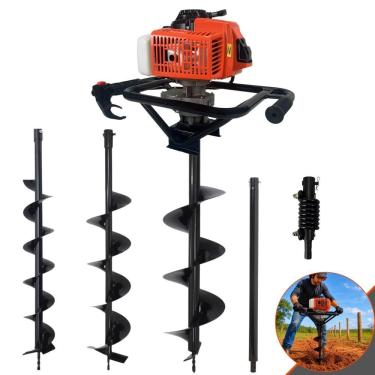 Imagem de Perfurador de Solo DPS623P 62cc 3HP com 3 Brocas 80x10cm 80x15cm 80x20cm e Extensor 60cm Laranja