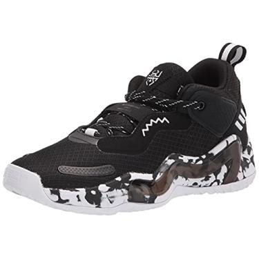 Imagem de adidas Tênis de basquete unissex D.o.n. Issue 3, Preto/branco/preto, 8.5 Women/8.5 Men