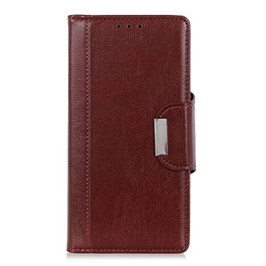 Imagem de Capa carteira para Google Pixel 6/6 Pro, capa flip de couro PU com fecho magnético com suporte para cartão, bolso para dinheiro, capa para celular, marrom, 6 de 6,4 polegadas
