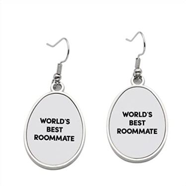 Imagem de Brinco World's Best Roommate - Brincos pendentes para meninas - Presente de festa de aniversário dos namorados, Metal, Sem pedras preciosas