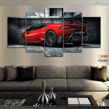 Imagem de Quadro Decorativo Lamborghini Vermelha 130x63 em tecido