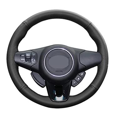 Imagem de DYBANP Capa de volante, para Kia Carens 2012-2019, capa de volante de couro preto costurada à mão DIY