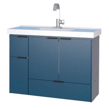 Imagem de Gabinete Para Banheiro Madeira Orquídea 80 Cozimax Azul