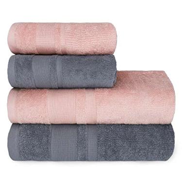 Imagem de Jogo de Toalha Banhão Gigante 4 Peças Master - Rosa Cristal e Cinza