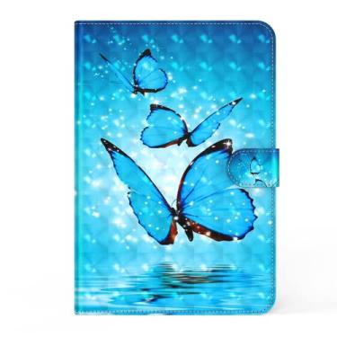 Imagem de ZiEuooo Capa protetora de couro com pintura de personalidade Trend para tablet Samsung Galaxy Tab S6 Lite A7 10.4 2020 S7 11 polegadas A8 10.5 polegadas 2022 (A7 10.4 2020 T500 T505, borboleta azul)