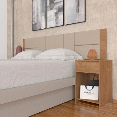 Imagem de Cabeceira Estofada Para Cama Queen Dubai Carv/bege - M. Arapongas
