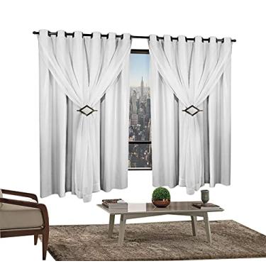 Imagem de Cortina Corta Luz 2,00m X 1,40m 100% Blackout Com Voil Branco Para Sala Ou Quarto Varão Simples