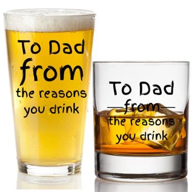 Imagem de To Dad From The Reasons You Drink Combo – Copo de cerveja divertido e uísque Scotch Glass – Presente de Dia dos Pais, aniversário, Natal ou Dia dos Namorados para homens – Para pai, avô, padrasto, melhor pai de todos os tempos