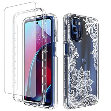 Imagem de Yodueiv Capa para Moto G Stylus 2022 4G, XT2211 com protetor de tela de vidro temperado, capa protetora de telefone com padrão de mandala transparente fofa de corpo inteiro para Motorola Moto G Stylus 2022 (Mandala)
