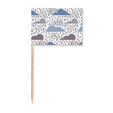Imagem de Cloud Rain Weather Drip Pattern Toothpick Flags Marker Topper Decoração de Festa