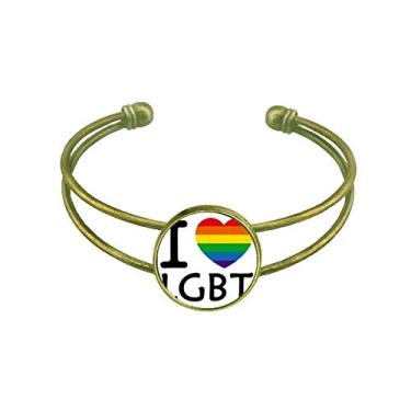 Imagem de Bracelete multicor, transgênero, bissexuais, LGBT, pulseira retrô, joia de punho aberto, Metal, Na