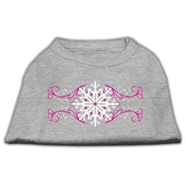 Imagem de Mirage Pet Products Camisetas com estampa de flocos de neve rosa de 40 cm para animais de estimação, GG, cinza