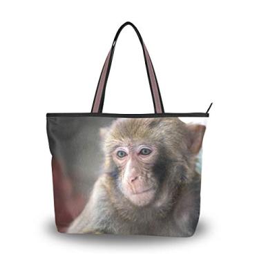 Imagem de ColourLife Bolsa de mão com alça superior fofa macaco selvagem bolsa de ombro para mulheres e meninas, Multicolorido., Large