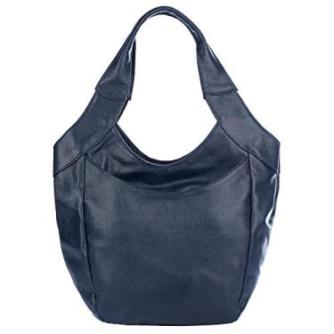 Imagem de Bolsa saco grande de couro Cíntia - Azul