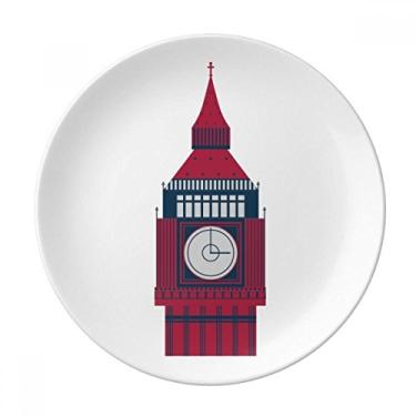 Imagem de Tower Big Ben Placa de bandeira do Reino Unido Decorativa de Porcelana Salver Prato de jantar