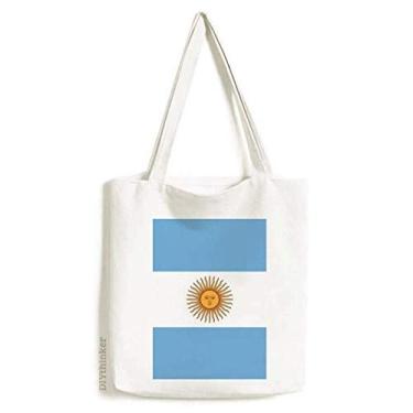 Imagem de Bolsa de lona com bandeira nacional da Argentina com estampa da América do Sul