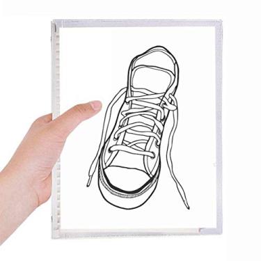 Imagem de Caderno de lona branco pintado de folhas soltas diário recarregável de papelaria